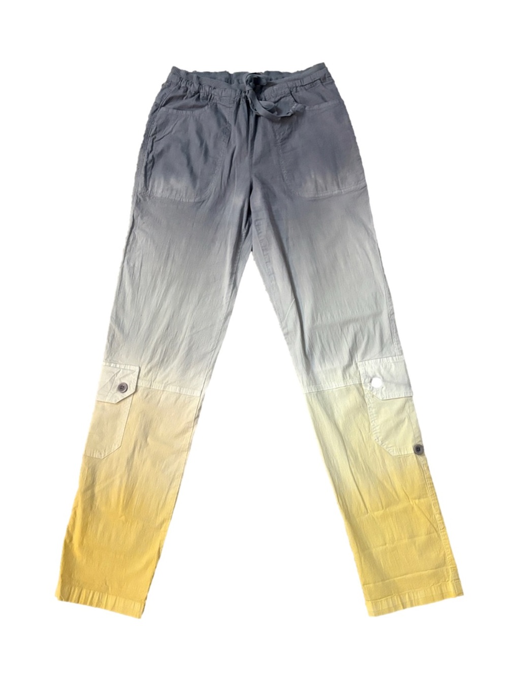 Barbara Lessor’s Ombre Gray to Yellow Cargo Pants